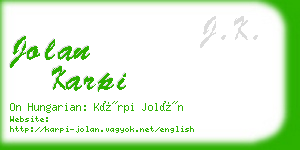 jolan karpi business card